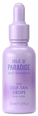 Isle of Paradise Self Tanning Face & Body Drops- Dark, Self Tanner Drops for a Natural Bronze, Long-lasting Tan, Cruelty Free, Fragrance Free & Dermatologist-Approved, 1.01 fl. oz