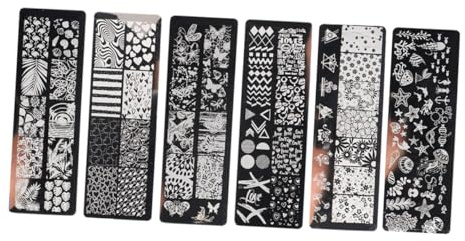 TOVINANNA 6 pièces Nail Art Plates Set avec et Pochoirs pour Manucure Motifs Animaux et Monde Marin Réutilisables et Faciles à Nettoyer pour DIY Ongles