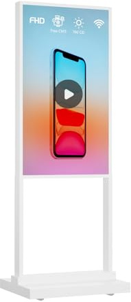 Canlarriz Écran publicitaire 32 Pouces, IPS Ecran Publicitaire 2K UHD Affichage de Signalisation Numérique Ecran pour Commerces, Restaurants et Centre Commercial, avec Entrée WiFi HDMI USB, Blanc