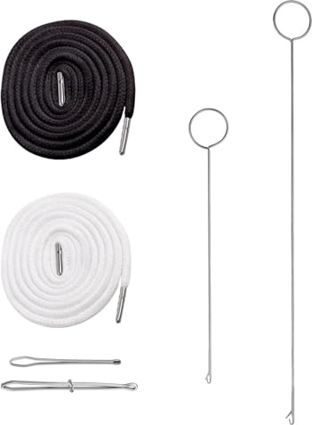 SYEYCW 6 Stück Durchziehnadel Set, Einfädler Tweezer, Nähschlaufenwender Haken mit Verriegelung, BaumwolleKordel, für Badehose, Sweatshirt, Jogginghose, Hoodies