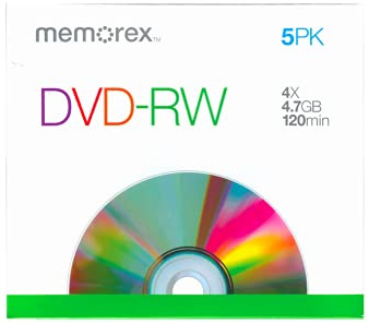 Memorex 4x DVD-RW Media (5 Pack)
