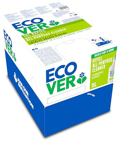 Ecover All Purpose Cleaner Refill, Multi Action Surface Cleaner, Lemongrass & Ginger Scent, Pack of 1, 1 x 15L