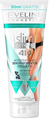 Eveline Cosmetics Slim Extreme 4D Slim Extreme 3D Slimming & Anti-Cellulite Serum - Body Sculpting Formula with Lipocell SLIM® & L-Carnitine, Infused with Caffeine, Collagen & Elastin - 250 ML
