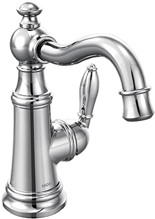 Moen S42107 Weymouth Einhand-Armatur mit hohem Bogen für Badezimmer, Chrom