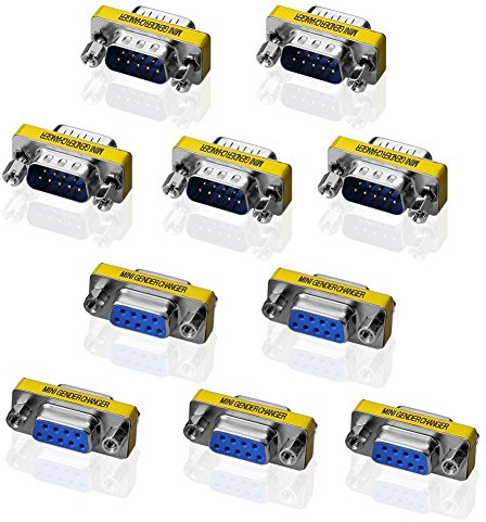 SIENOC Gender Changer DB9F DB9F 9 Pin Seriell RS232 D-SUB-Gender Konverter 5X Buchse auf Buchse + 5X Stecker auf Stecker