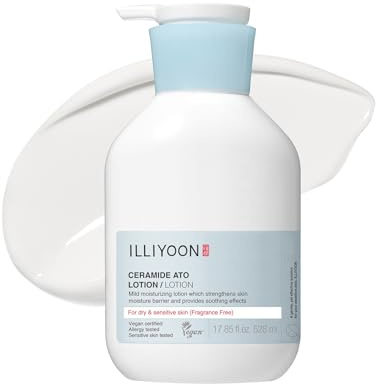 ILLIYOON Ceramide Ato Lotion 528ml, Fortalecer y restaurar la barrera cutánea con Ceramida de Soja para Pieles Secas y Sensibles, Hidratante suave para Niños y Adultos, Vegano, Sin perfume