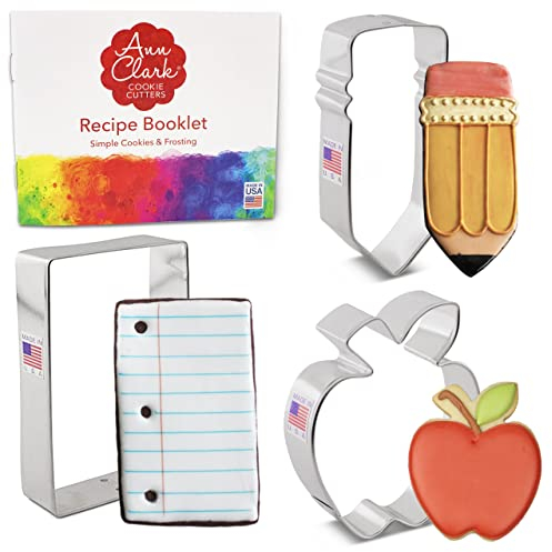 Back to School & Teacher Appreciation Cookie Cutters 3-Pc. Set Made by Ann Clark, Apple, Pencil, Notebook