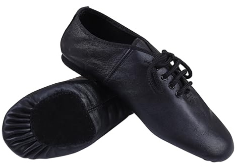 SHADOW DANCE UK Leather Lace-Up Black Jazz Dance Shoes Split Sole