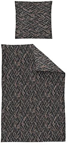 Irisette Bettwäsche Interlock-Jersey schwarz-grau-Sand Größe 135x200 cm (80x80 cm)