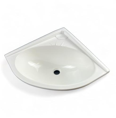 Generisch Lavabo angolare da campeggio, camper, roulotte, bianco 24642
