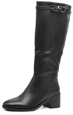 IF Fashion Scarpe da Donna Stivali Alti Con Fibbia Cinghia Tacco Medio XG107 nero N.39