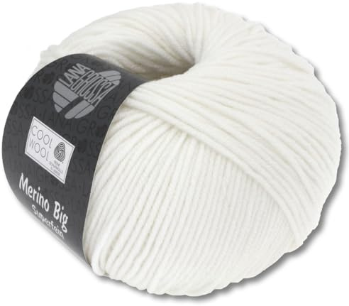 Frida's Wollhaus Lana Grossa 50g Cool Wool Big Merinowolle Wolle Garn Häkeln Stricken 24 Farben (615 | Weiß)