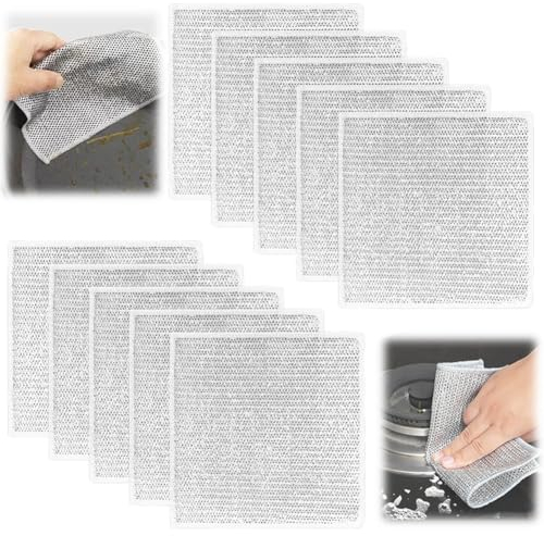 Vicloon Paños de Alambre Multiusos,10pcs Trapos de Alambre para Lavar Platos,Paño de Limpieza Reutilizable de Alambre de Cocina,Wire Dishwashing Rags for Wet and Dry,Non-Scratch Wire Dishcloth