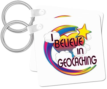 3dRose, I Believe In Geocaching Cute Believer Design, set of 4 Key Chains