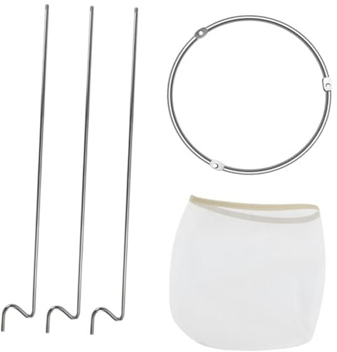 Mikinona Juice Strainer Bag with Stand Large Reusable Coffee Filter Bag Stainless Steel Mesh Milk Tea Straining Kit for Kitchen Use