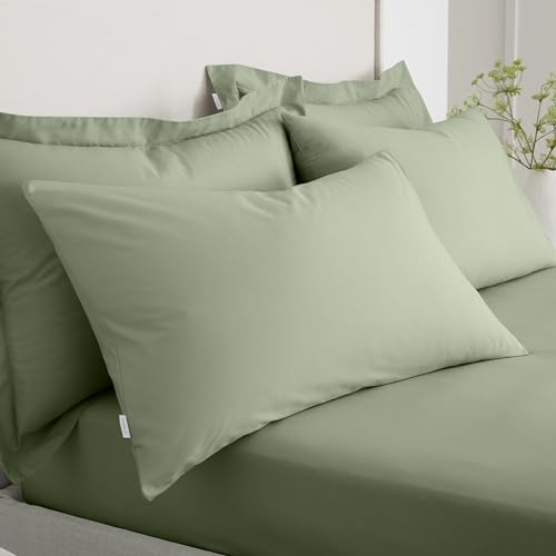 Bianca 200 Thread Count Cotton Percale Standard Pillowcase Pair Sage Green