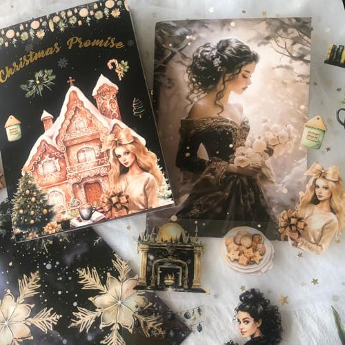 Ta Merry Scrapbooking Stickers Zubehör Washi & PET Aesthetic Sticker 20 Blätter Journal Zubehör für Scrapbooking, Album Aufkleber, Journal Aufkleber DIY(Christmas Series 2)