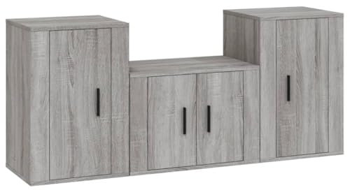 Helloshop26 Ensemble de Meubles Armoire Buffet TV télévision Salon Chambre séjour 3 pièces Sonoma Bois d'ingénierie Gris 02_0024637