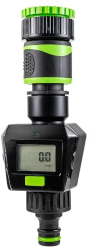 Water Flow Meter Garden Watering Measure Tap Connector Quick Connect 3/4 Green Digital Display Accurate Usage Reader