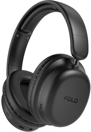 VulTech Auriculares Fold HBT-30BK Over Ear Wireless Bluetooth 5.4, ANC Cancelación de ruido activa, Aux, Micrófono, Plegables, Control de pista, Llamadas, Carga Type-C Autonomía 12 horas, Android, iOS
