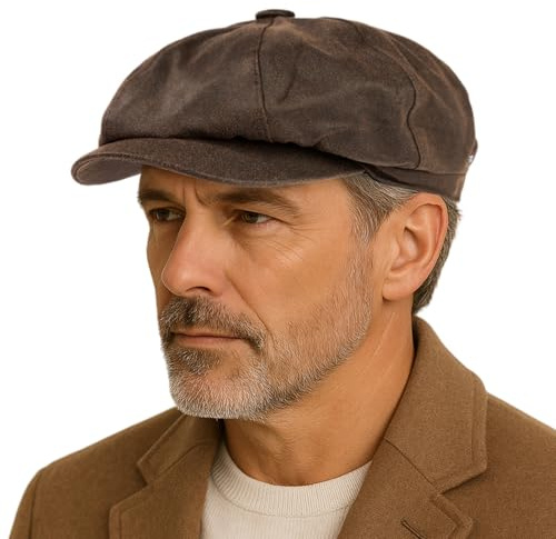 TOP-EX Waterproof Newsboy Flat Peaked Baker Cap for Men Golf 96567-3 Coffee