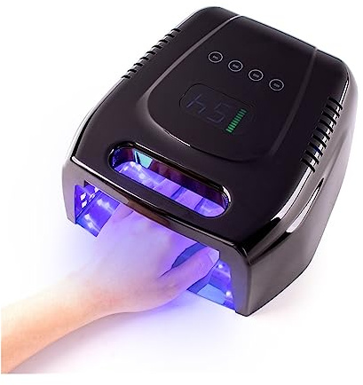 UV nagellampa, LED UV Nagellampa 96W Uppladdningsbar Nagellampa Trådlös Gellack Torktumlare Manikyrmaskin UV-ljus for Naglar Sladdlös Nagel UV LED-lampa för Hem och Salong(Normal black)