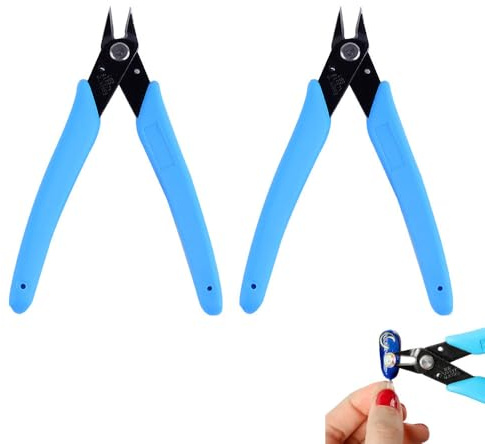 NentMent 2 Pack Nail Art Scissors Rhinestone Remover Micro Flush Cutters Pliers Micro Wire Cutter Diagonal Side Cutters Nail Charms Removal Tool for Nail Charms Nail Art Kit Nail Gems Pearls Crystals