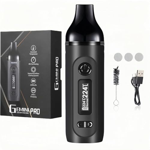 KinZon Vaporizzatore Gemini Pro per Erbe Secche, Display OLED e Controllo della Temperatura, Riscaldamento Rapido in 30s (Nero)