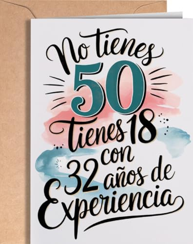 Tarjeta de 50 Cumpleaños - Tarjeta de Felicitación Graciosa para alguien que cumple 50 años - Regalo Original para 50 Cumpleaños para él, ella, hombre, mujer, mejor amigo, amiga - EU 143