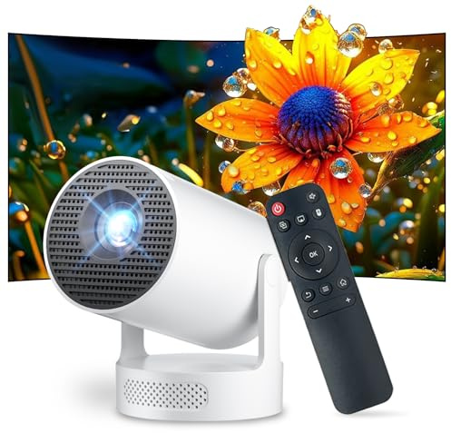 Salange Videoprojecteur Portable 2025,Mini Pico Projecteur Supporte 4K 1080P avec WiFi 6 et Bluetooth 5.4 Android 11.0 180° Rotation,Haut-Parleur HiFi 5W Intégré Home Cinema Retroprojecteur,Blanc