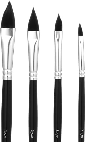 4Pcs Cat Tongue Watercolor Brush Set, Oval Water Color Paint Brushes, Water Color Paint Brushes for Acrylic Painting Floral Petal, Professional Cat Tongue Painting Brush for Artists & Beginners