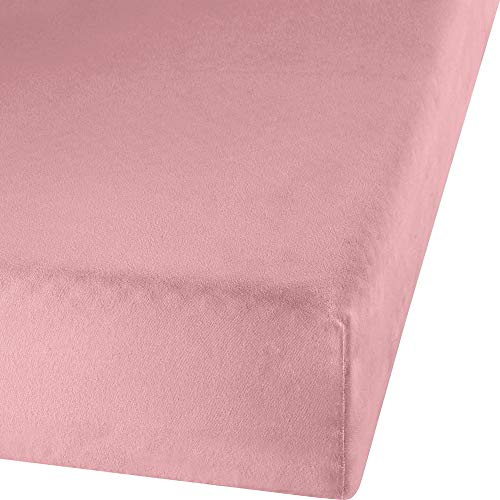 Erwin Müller Spannbettlaken, Spannbetttuch Erlangen Feinbiber Altrosa Größe 90x190 cm - 100x200 cm - warm und kuschelig, bügelfrei, mit Rundumgummi