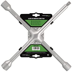 Motorkit Fester Kreuzschlüssel für Radwechsler Gefertigt aus hochfestem Kohlenstoffstahl. Für 17, 19 und 21 mm Muttern. Mit Schlitz für Nussadapter, Silber