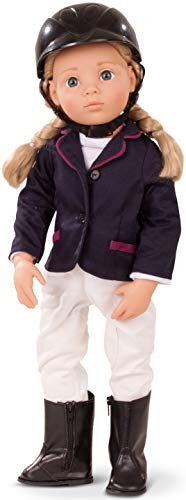 Götz 1466022 Happy Kidz Anna als Turnierreiterin Puppe – 50 cm große Multigelenk – Stehpuppe, Blonde Haare, Blaue Augen – 8 teiliges Set
