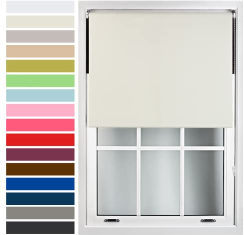 FURNISHED Custom-Made Premium Roller Blinds - Blackout Window Blinds with Metal Fittings - Thermal Insulated and Energy-Efficient - Made to Measure Cream, 90W x 165H cm