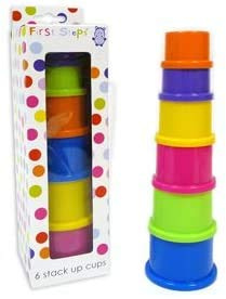 First Steps - 6 gobelets empilables colorés - Idéal pour 6 mois +