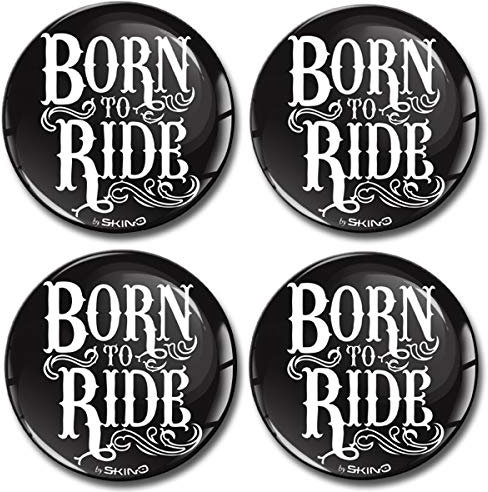 Biomar Labs® 4 x 70mm Aufkleber 3D Silikon Born to Ride Für Radkappen Nabenkappen Radnabendeckel Rad-Aufkleber Nabendeckel A 5770