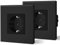 BSEED Schuko Steckdose 2er Pack, 16Amp AC Power Kristallglas Platte, 1 Fach Unterputzdose Steckdose, 86mm Single Schutzkontaktbuchse Wandsteckdose Wandsteckdose Schwarz