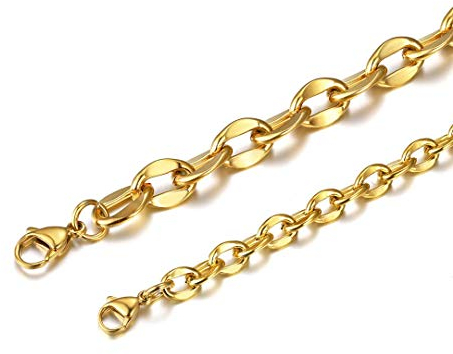 ChainsHouse vergoldet plattiert Edelstahl Erbskette Edelsthal Ankerkette Unisex Collier für Sie und Ihre Familien