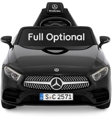 BabyCar Mercedes CLS 350 AMG | Coche Electrico para Niños 12V con 2 Motores 25W | Carro Electrico Infantil con Mando Parental, Asiento de Piel, Puertas Abatibles, MP3/USB | Mercedes Oficial | Negro