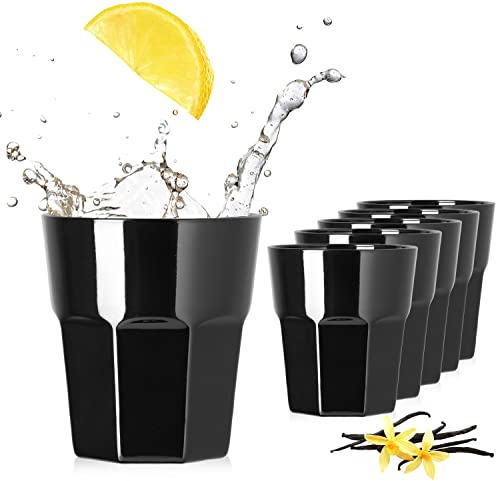 PLATINUX Juego de 6 vasos de agua negros de cristal, 210 ml (máx. 290 ml)