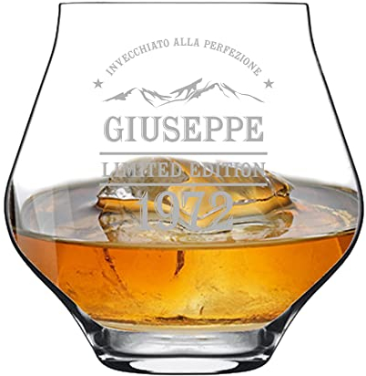Colorfamily Bicchiere da Whisky o da Pinot PERSONALIZZABILE con nome e anno Incisione Invecchiato alla perfezione - tumbler personalizzato - Idea regalo
