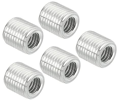 PATIKIL Da M10 Maschio a M6 Femmina Filo Riduttore Dadi Inserto, 5pz Adattatori 10mm Lungo Tubo Raccordo Conversione Manicotto Riduttore