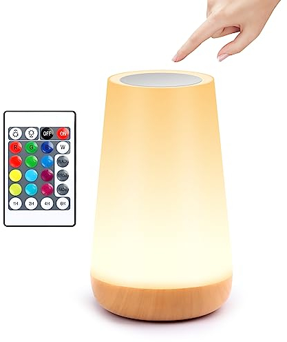 JOPHEK 13 Colori Touch Dimmable Night Lamp, USB Ricaricabile Led Luce Notturna con Telecomando, Regalo per Bambini Adulti