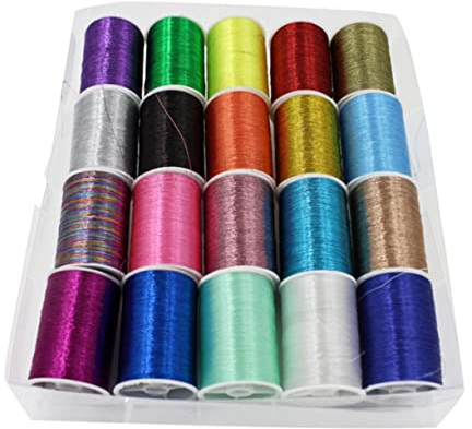 TEHAUX Metallic-Handnähgarnset Nähmaschinengarne Garnset Weißes Stickgarn Maschinenstickgarn Metallgarn Farbiges Garn Handgefertigtes Garn Klammerkreuz