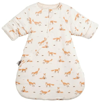 HOUSBAY Baby Sleep Bag Wearable Blanket Sleep Sack with Detachable Sleeves Unisex Baby Sleeping Sack With 2-Way Zipper (Fox, M: 6-12Months)