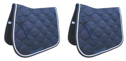 Stötdämpande sadelunderlägg för hästar ， Fyrkantig quiltad bomull Comfort engelskt sadelunderlag Ridunderlägg Blå(2 set of (Blue))