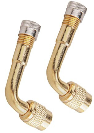 Flaconi Lot de 2 Valve Coudée Moto,Rallonge Valve Pneu,Adaptateur de Valve,Rallonge de Valve en Cuivre pour Valve d'angle de Valve de Voiture,Rallonges de Valve coudées à 90°pour Voiture,Moto,vélo
