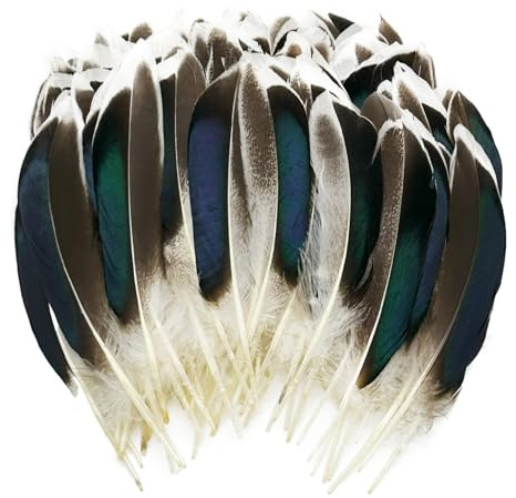 200pcsDuck Feathers Natural Spotted Feathers Wild Turkey Feather for Crafts Hats Accessories Jewelry DIY Wedding Party Decorations (4-6inch)