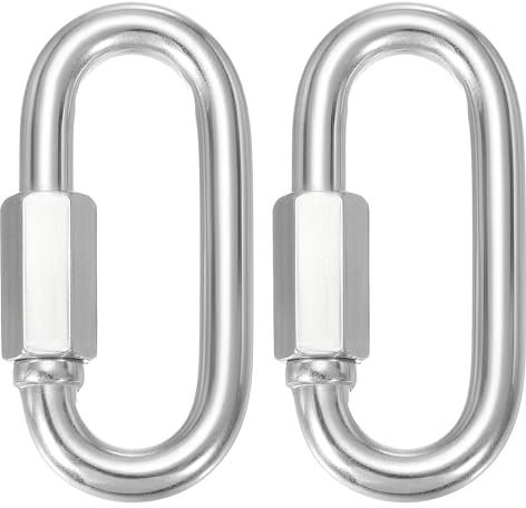 sourcing map Quick Links M5 3.54 Inch Stainless Steel Chain Connector Large Opening Screw Chain Link D Shape Locking Looks for Hammock Camping and Outdoor Equipment Pack of 2